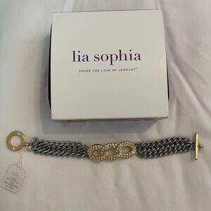 Lia Sophia Gold and Silver Tone Bracelet with Crystal Accents